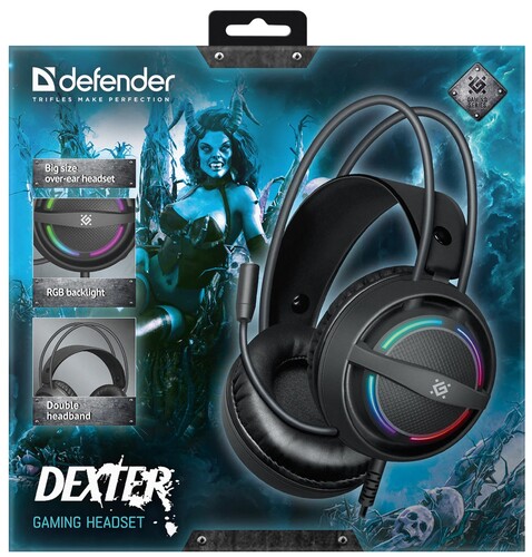 Купить Проводные наушники Defender Dexter RGB черный 2024  5463198. Характеристики, отзывы и цены в Донецке