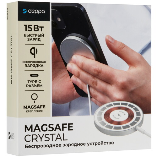 Купить Беспроводное зарядное устройство DEPPA MagSafe Crystal прозрачный  5467749. Характеристики, отзывы и цены в Донецке