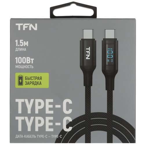 Купить Кабель круглый TFN USB Type-C - USB Type-C черный 1.5 м  5616509. Характеристики, отзывы и цены в Донецке
