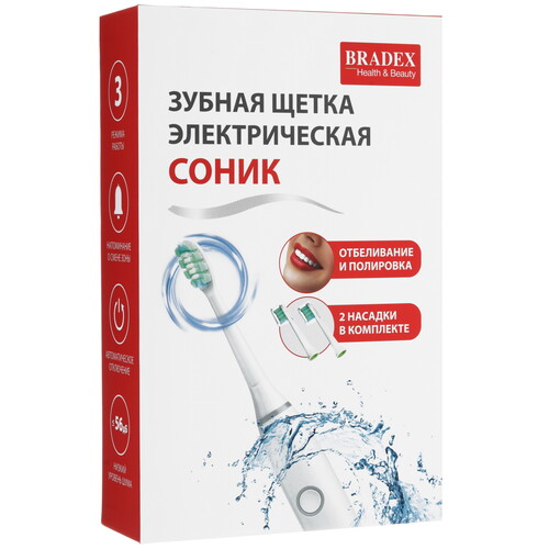 Купить Электрическая зубная щетка BRADEX Соник белый  9193337. Характеристики, отзывы и цены в Донецке