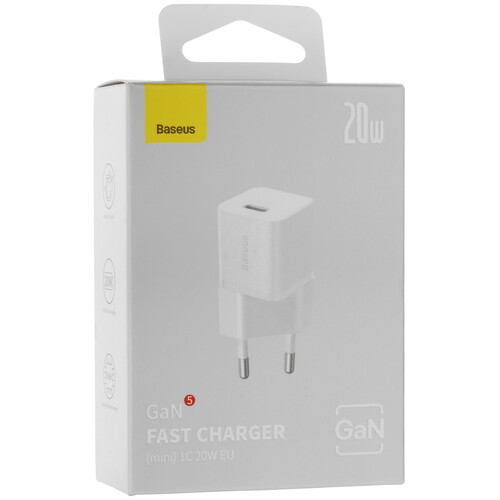 Купить Сетевое зарядное устройство Baseus GaN5 (mini) 1C белый  5619599. Характеристики, отзывы и цены в Донецке