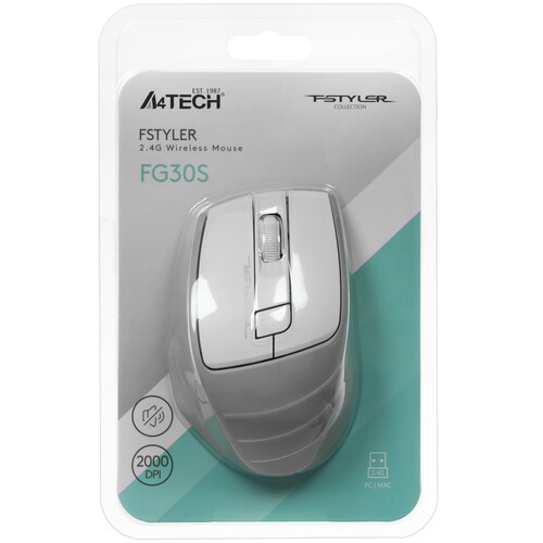 Купить Мышь беспроводная A4Tech Fstyler FG30S  белый  9280327. Характеристики, отзывы и цены в Донецке