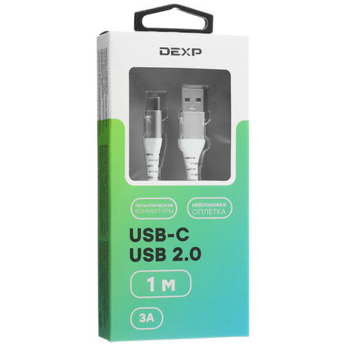 Купить Кабель круглый DEXP USB Type-C - USB 2.0 Type-A белый 1 м  4834167. Характеристики, отзывы и цены в Донецке