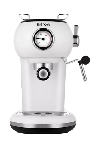 Купить Кофеварка рожковая Kitfort КТ-7219 белый  9129642. Характеристики, отзывы и цены в Донецке
