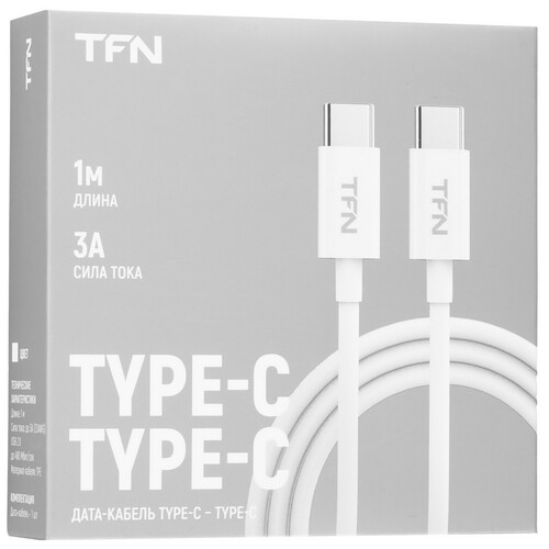 Купить Кабель круглый TFN USB Type-C - USB Type-C белый 1 м  9246191. Характеристики, отзывы и цены в Донецке