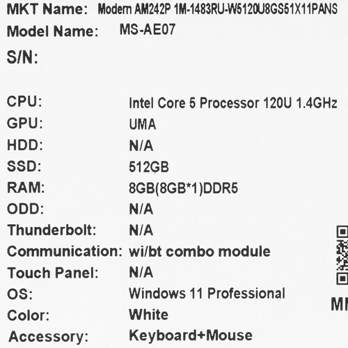 Купить 23.8" Моноблок MSI Modern AM242P 1M-1483RU  5488629. Характеристики, отзывы и цены в Донецке