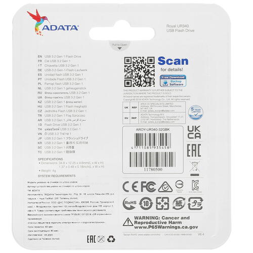 Купить Память USB Flash 32 ГБ ADATA UR340 [AROY-UR340-32GBK]  5408511. Характеристики, отзывы и цены в Донецке