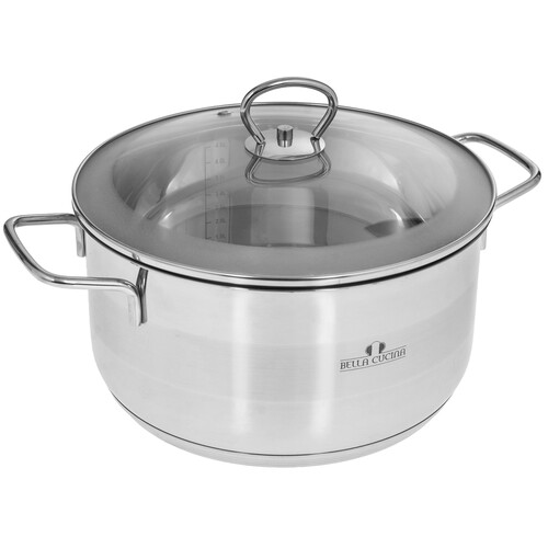 Купить Кастрюля Bella Cucina BC-2009 5.6 л 24 см серебристый  9150079. Характеристики, отзывы и цены в Донецке