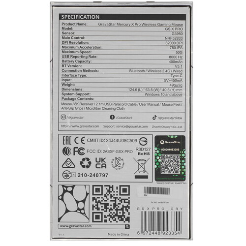 Купить Мышь беспроводная/проводная GravaStar Mercury X Pro Interstellar Silver  9276746. Характеристики, отзывы и цены в Донецке