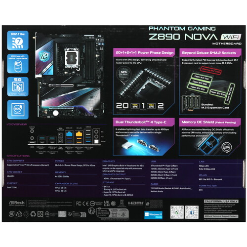 Купить Материнская плата ASRock Phantom Gaming Z890 NOVA WIFI  5608942. Характеристики, отзывы и цены в Донецке