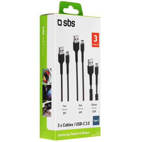 Купить Кабель круглый SBS USB Type-C - USB 2.0 Type-A черный 2 м  5471877. Характеристики, отзывы и цены в Донецке