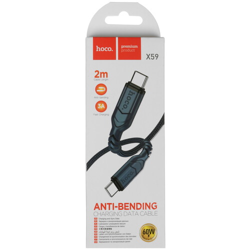 Купить Кабель круглый Hoco USB Type-C - USB Type-C синий 2 м  5474993. Характеристики, отзывы и цены в Донецке