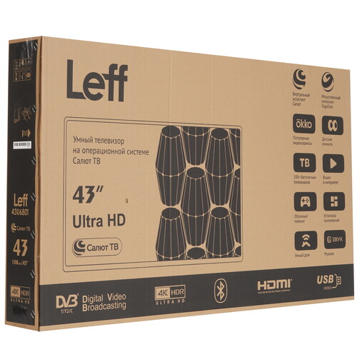 Купить 42.5" (108 см) Телевизор Leff 43U680T черный  9229060. Характеристики, отзывы и цены в Донецке