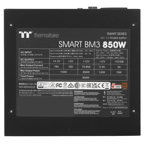 Купить Блок питания Thermaltake Smart BM3 850W - TT Premium Edition [PS-SPD-0850MNFABE-3] черный  5644320. Характеристики, отзывы и цены в Донецке