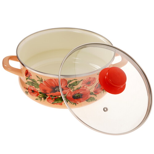 Купить Кастрюля METROT Маки 348449 3.5 л 22 см розовый  9211020. Характеристики, отзывы и цены в Донецке