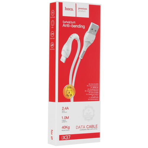 Купить Кабель круглый Hoco Lightning 8-pin - USB 2.0 Type-A белый 1 м  5452395. Характеристики, отзывы и цены в Донецке