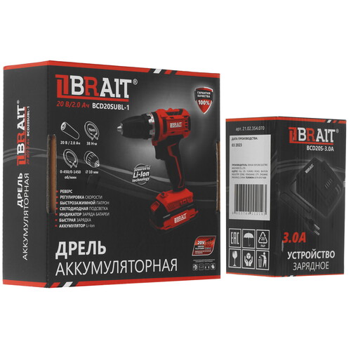 Купить Дрель-шуруповерт BRAIT BCD20SUBL-1 без ЗУ, без АКБ  9230656. Характеристики, отзывы и цены в Донецке