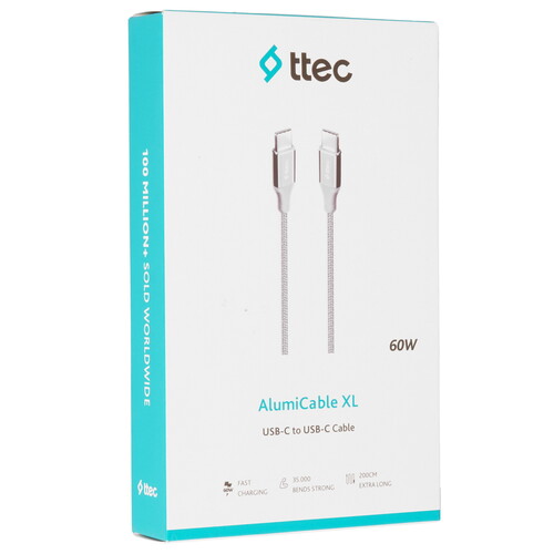 Купить Кабель круглый TTEC USB Type-C - USB Type-C серый 2 м  9140791. Характеристики, отзывы и цены в Донецке