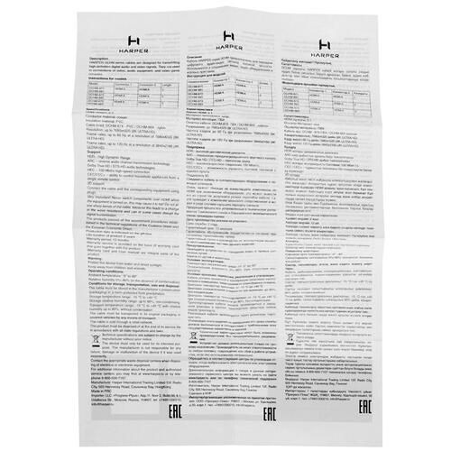 Купить Кабель  Harper HDMI - HDMI, 1 м  4887393. Характеристики, отзывы и цены в Донецке