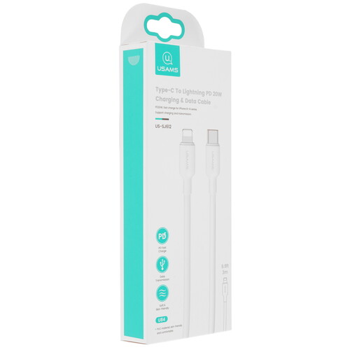 Купить Кабель круглый USAMS Lightning 8-pin - USB 2.0 Type-A белый 3 м  5480414. Характеристики, отзывы и цены в Донецке