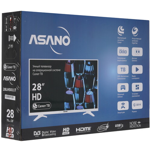 Купить 27.5" (71 см) Телевизор Asano 28LH5011T белый  9225864. Характеристики, отзывы и цены в Донецке