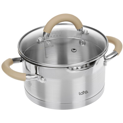 Купить Кастрюля Lara Берлин LR02-340 1.7 л 16 см серебристый  5453709. Характеристики, отзывы и цены в Донецке