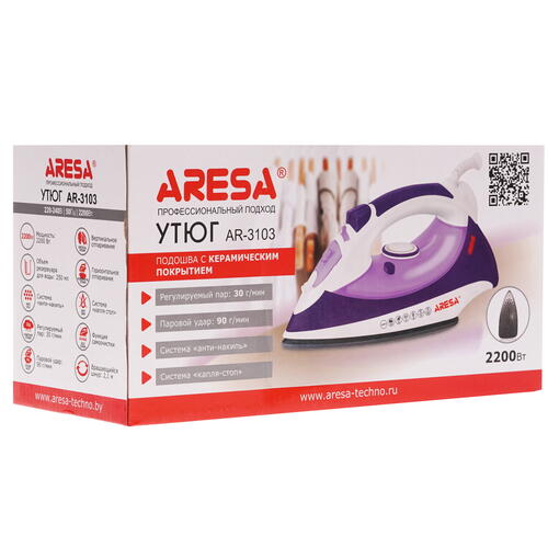 Купить Утюг ARESA AR-3103 фиолетовый  1084067. Характеристики, отзывы и цены в Донецке