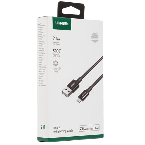 Купить Кабель круглый Ugreen Lightning 8-pin MFI - USB 2.0 Type-A черный 2 м  9983416. Характеристики, отзывы и цены в Донецке