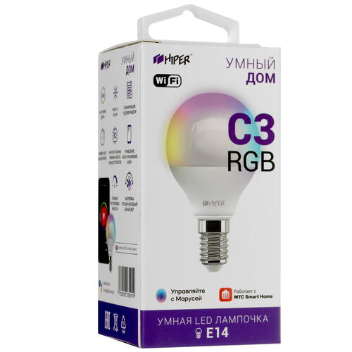 Купить Умная светодиодная лампа HIPER IoT C3 RGB  4788395. Характеристики, отзывы и цены в Донецке