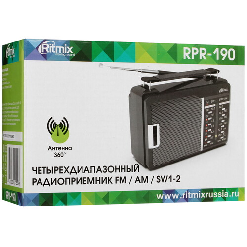 Купить Радиоприемник Ritmix RPR-190 черный  4806936. Характеристики, отзывы и цены в Донецке