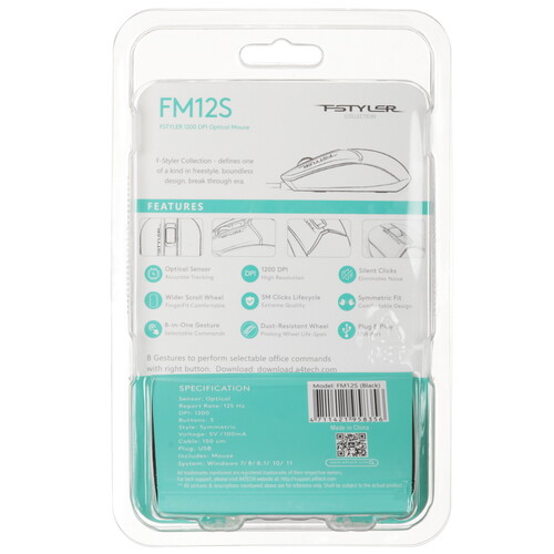 Купить Мышь проводная A4Tech Fstyler FM12S  черный  9280333. Характеристики, отзывы и цены в Донецке