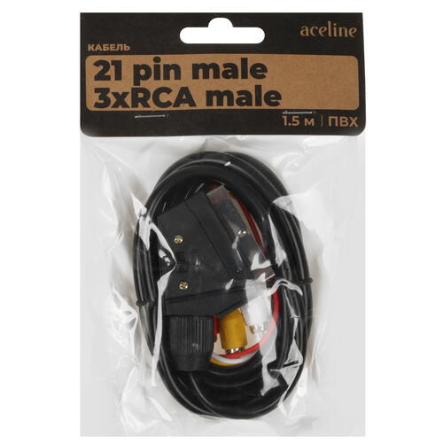 Купить Кабель однонаправленный Aceline SCART - 3RCA, 1.5 м  5408550. Характеристики, отзывы и цены в Донецке