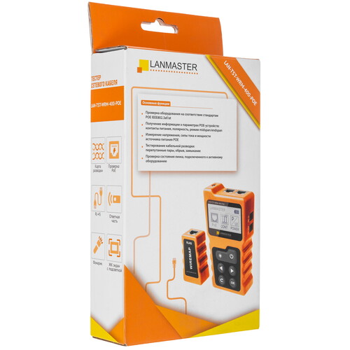 Купить Кабельный тестер Lanmaster LAN-TST-WRM-400-POE  9245017. Характеристики, отзывы и цены в Донецке