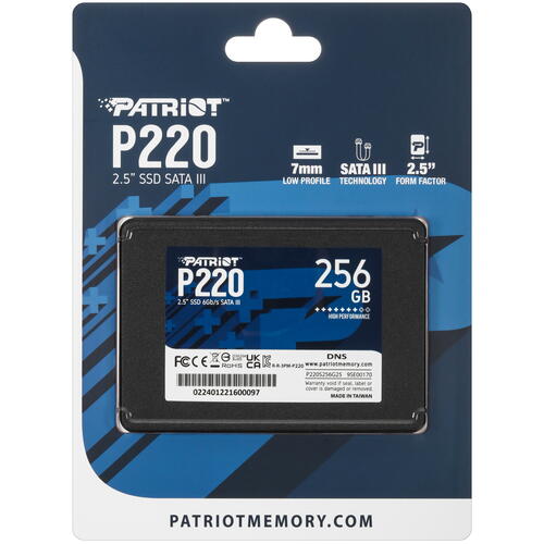 Купить 256 ГБ 2.5" SATA накопитель Patriot Memory P220 [P220S256G25]  5446669. Характеристики, отзывы и цены в Донецке