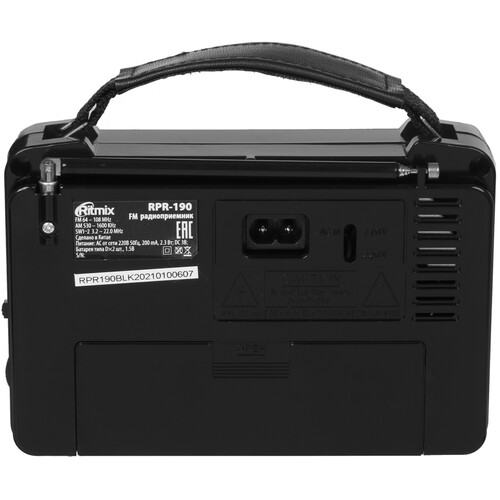 Купить Радиоприемник Ritmix RPR-190 черный  4806936. Характеристики, отзывы и цены в Донецке