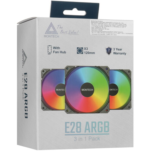 Купить Вентилятор Montech E28 ARGB  5633063. Характеристики, отзывы и цены в Донецке