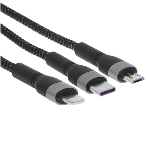 Купить Кабель круглый Perfeo Lightning 8-pin, micro USB, USB Type-C - USB 2.0 Type-A черный 1.2 м  9173194. Характеристики, отзывы и цены в Донецке