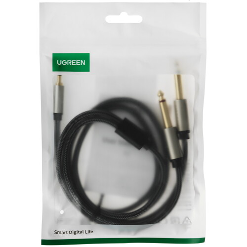 Купить Кабель   Ugreen jack 6.3 мм х2 шт. - jack 3.5 мм серый  9154927. Характеристики, отзывы и цены в Донецке