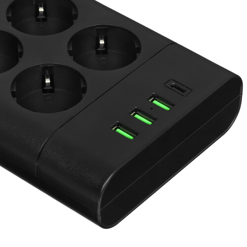 Купить Сетевой фильтр AGNI TP-FA4U8E-C черный  9289262. Характеристики, отзывы и цены в Донецке