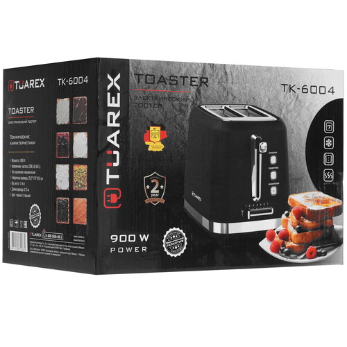 Купить Тостер Tuarex TK-6004 черный  9190495. Характеристики, отзывы и цены в Донецке