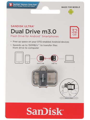 Купить Память OTG USB Flash 32 ГБ SanDisk Ultra Dual m3.0  1227278. Характеристики, отзывы и цены в Донецке