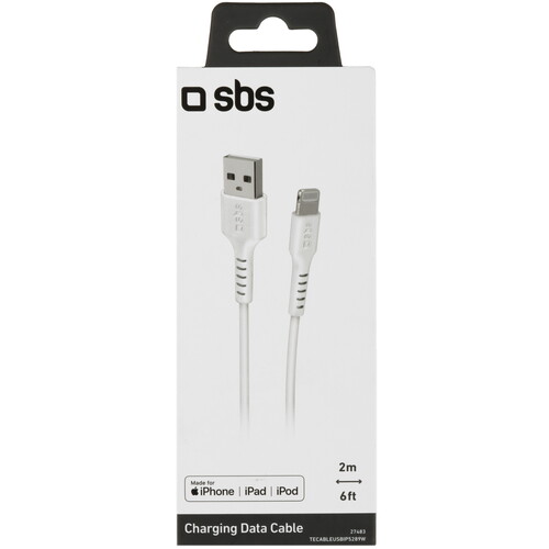 Купить Кабель круглый SBS Lightning 8-pin MFI - USB 2.0 Type-A белый 2 м  5471857. Характеристики, отзывы и цены в Донецке