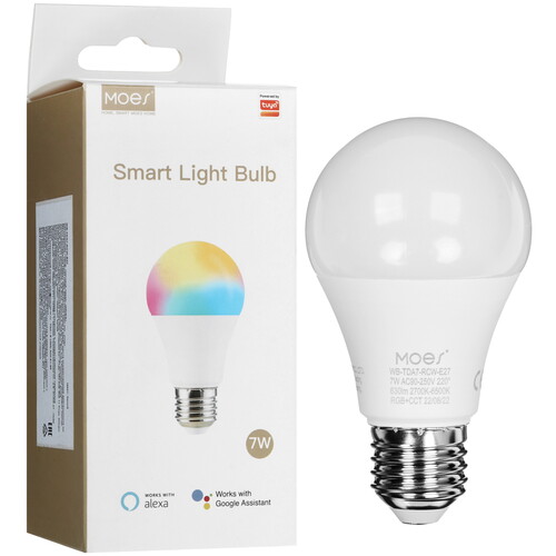 Купить Лампа светодиодная Moes Smart LED Bulb Wi-Fi WB-TDA7-RCW-E27  9161855. Характеристики, отзывы и цены в Донецке