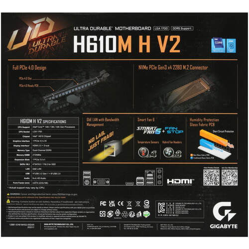 Купить Материнская плата GIGABYTE H610M H V2  5462871. Характеристики, отзывы и цены в Донецке