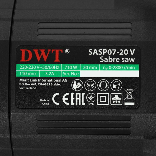 Купить Сабельная пила DWT SASP07-20 V  9297965. Характеристики, отзывы и цены в Донецке