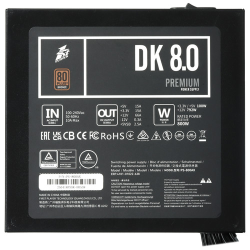 Купить Блок питания 1STPLAYER DK PREMIUM 8.0 [PS-800AX] черный  5355191. Характеристики, отзывы и цены в Донецке