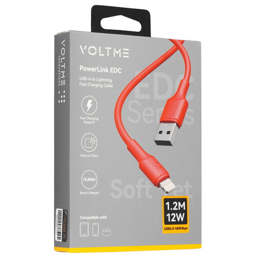 Купить Кабель круглый VOLTME Lightning 8-pin - USB 2.0 Type-A красный 1.2 м  9210864. Характеристики, отзывы и цены в Донецке
