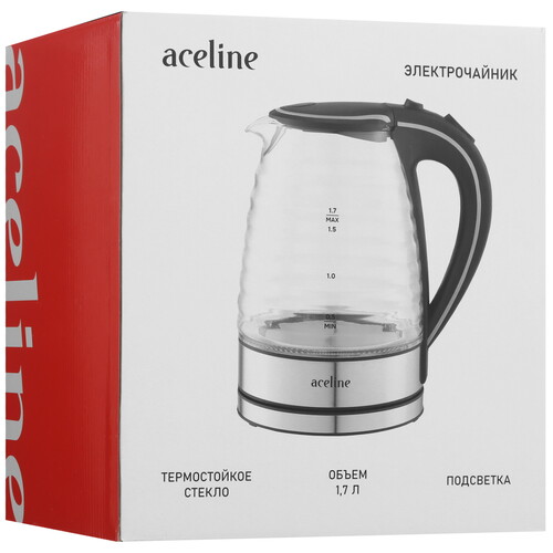 Купить Электрочайник Aceline KG-1700 Wave черный  5630593. Характеристики, отзывы и цены в Донецке