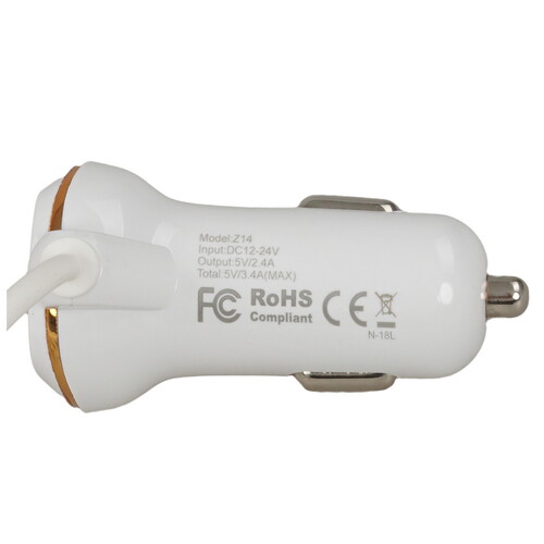 Купить Автомобильное ЗУ Hoco Z14 белый  9237868. Характеристики, отзывы и цены в Донецке