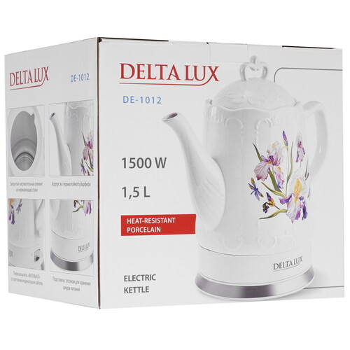 Купить Электрочайник DELTA LUX DE-1012 белый  9235542. Характеристики, отзывы и цены в Донецке